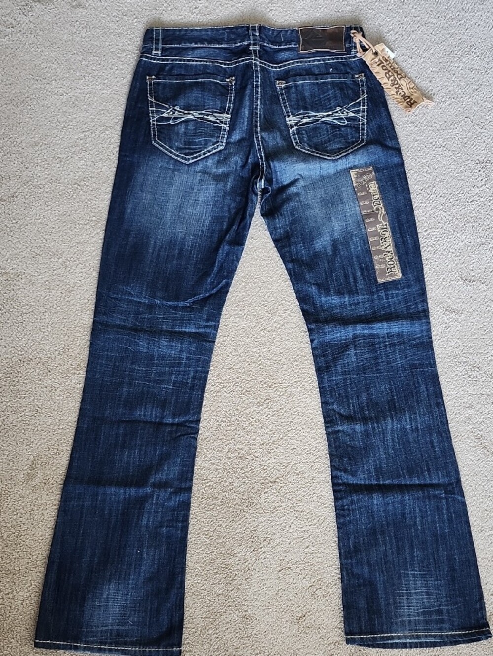 Rock & Roll Cowboy Men's Double Barrel Relaxed Bootcut Jeans Dark Wash - Picture 7 of 15